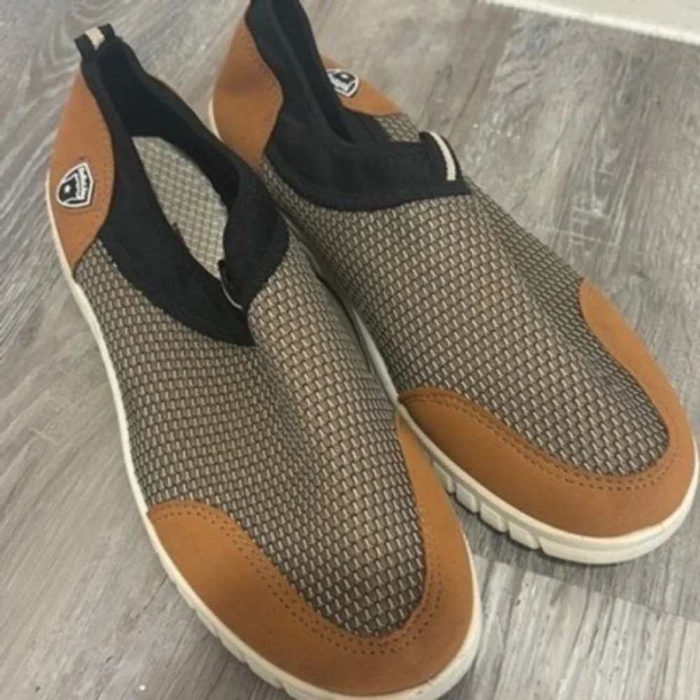 BuRuiJing Mens Slip On Mesh Sneakers Tan Brown Black Casual Walking Shoes‎ 270